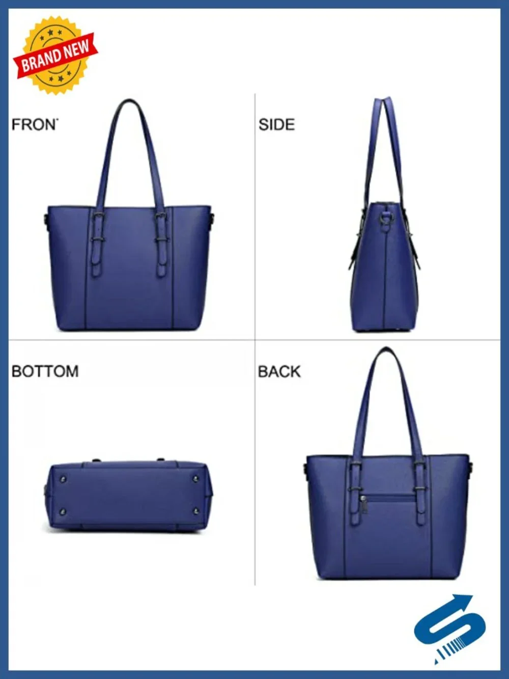 Faux Leather Satchel Handbag with Adjustable Crossbody Strap